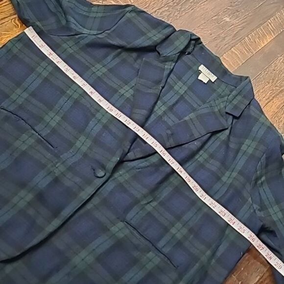 Vintage 90s Dark Green Navy Plaid Grunge Oversized Blazer Size 18/20 XXXL - Picture 9 of 12